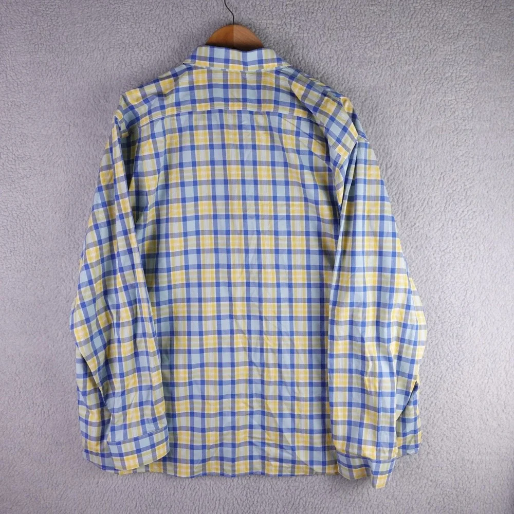 LL Bean Mens XXL Traditional Fit Plaid Button Down Shirt Blue Yellow 519207